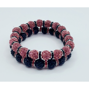 Knotband strass duo roze - zwart