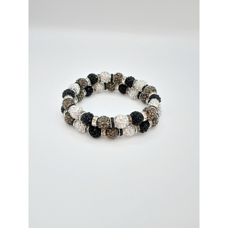 Knotband strass wit - grijs - zwart