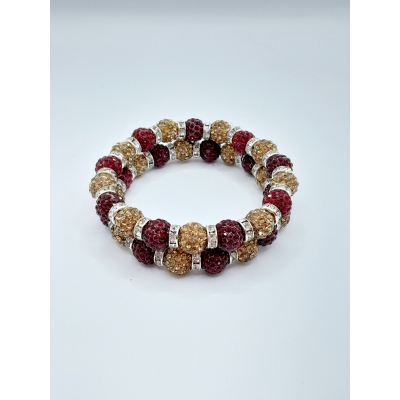 Knotband strass bordeaux - goud