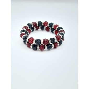 Knotband strass bordeaux - zwart 