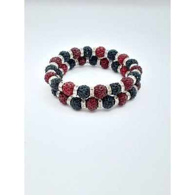 Knotband strass bordeaux - zwart 