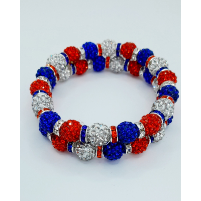 Knotband strass oranje-wit-blauw