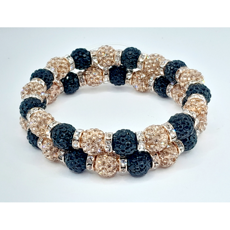 Knotband strass zwart - rozégoud